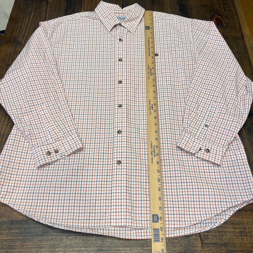 Carhartt Men's 2XL Orange Plaid Long Sleeve Button Up Shirt 100% Cotton - Picture 5 of 7